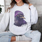 Baltimore football crewneck sweatshirt with raven wearing purple beanie and sunglasses (etsy image id: 7122711873)
