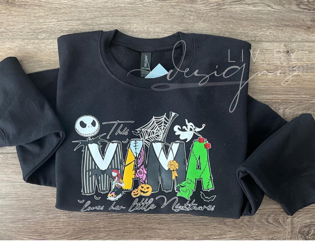 This Mama Loves Her Monsters Crewneck, Nightmare Before Christmas Shirt (etsy image id: 7157320495)
