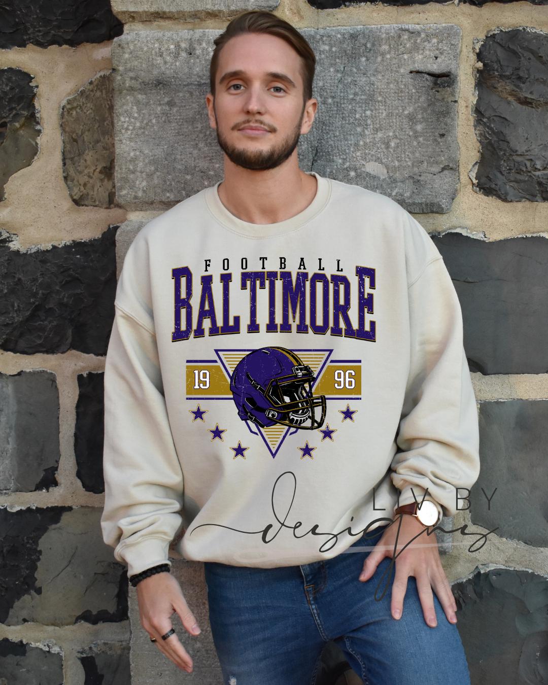 Baltimore Football Sweatshirt | Retro Helmet Graphic, Fan Apparel (etsy image id: 7157446481)