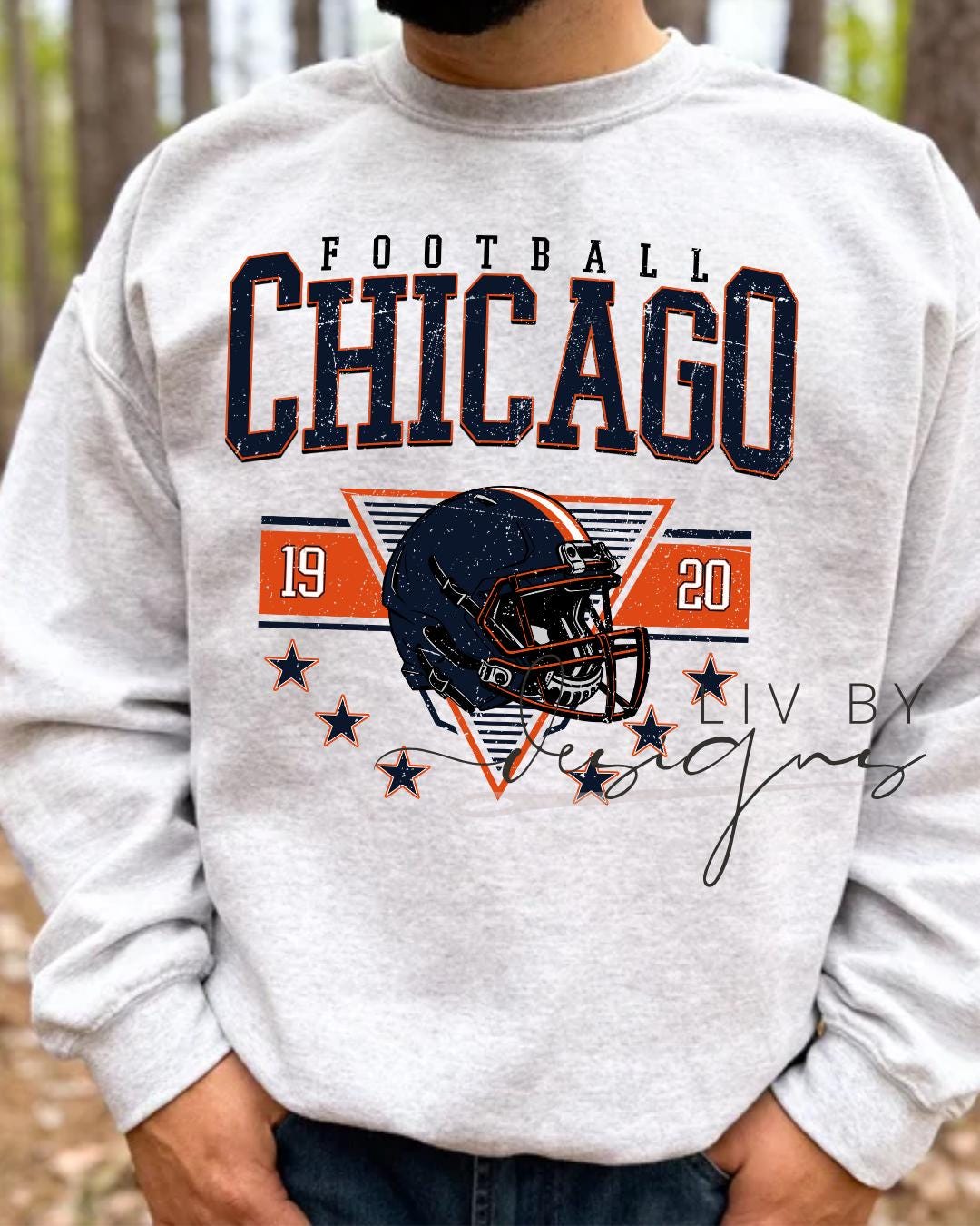 Chicago Football Sweatshirt | Retro Helmet, Gildan Unisex Crewneck (etsy image id: 7157486787)