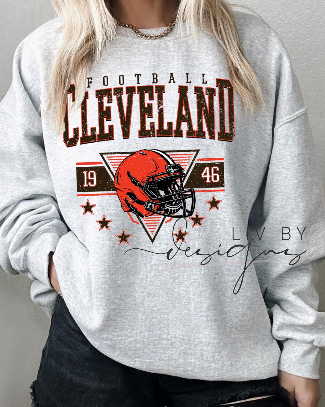 Cleveland Football Helmet Crewneck | Gildan Retro Sweatshirt (etsy image id: 7157550879)