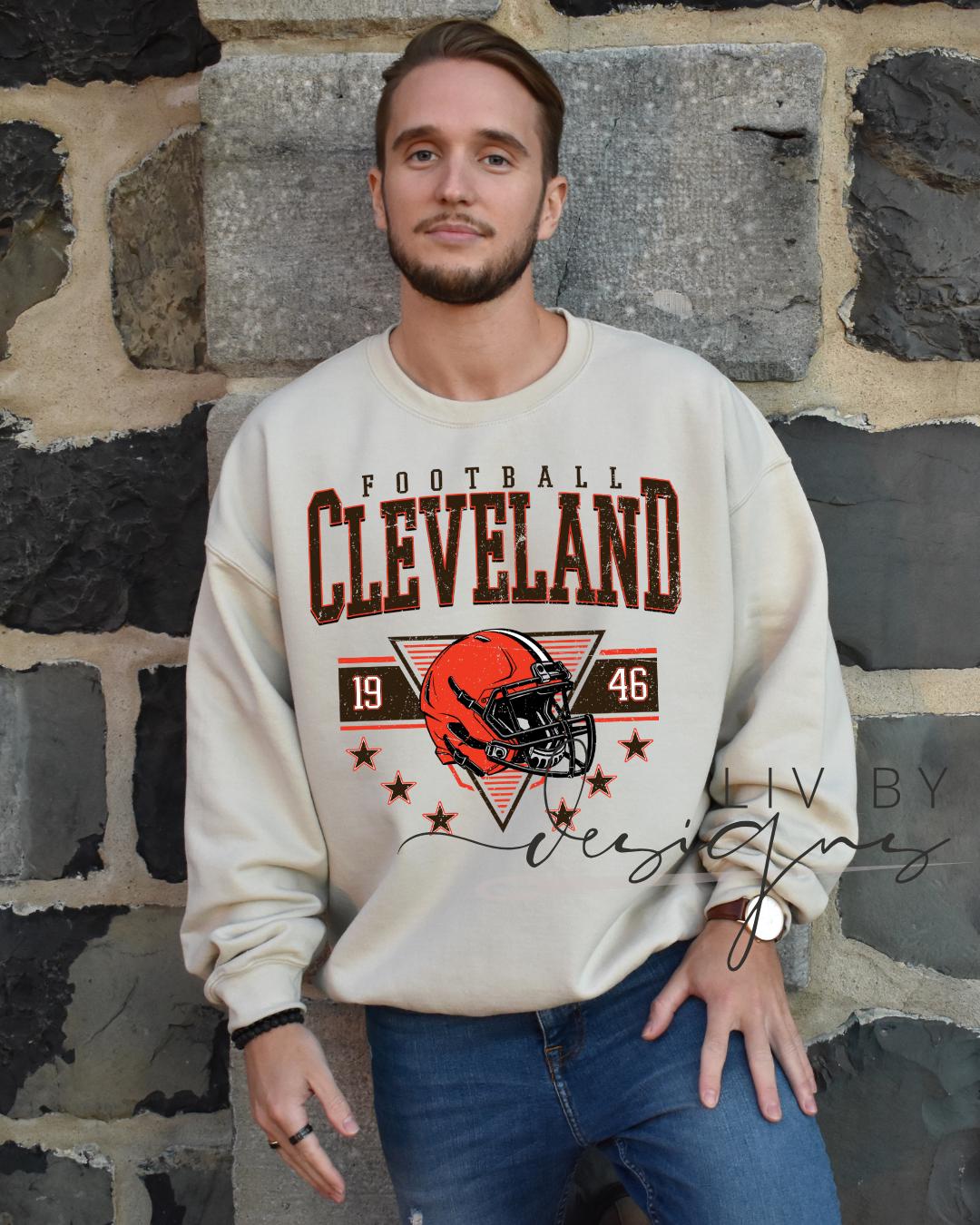Cleveland Football Helmet Crewneck | Gildan Retro Sweatshirt (etsy image id: 7157550901)