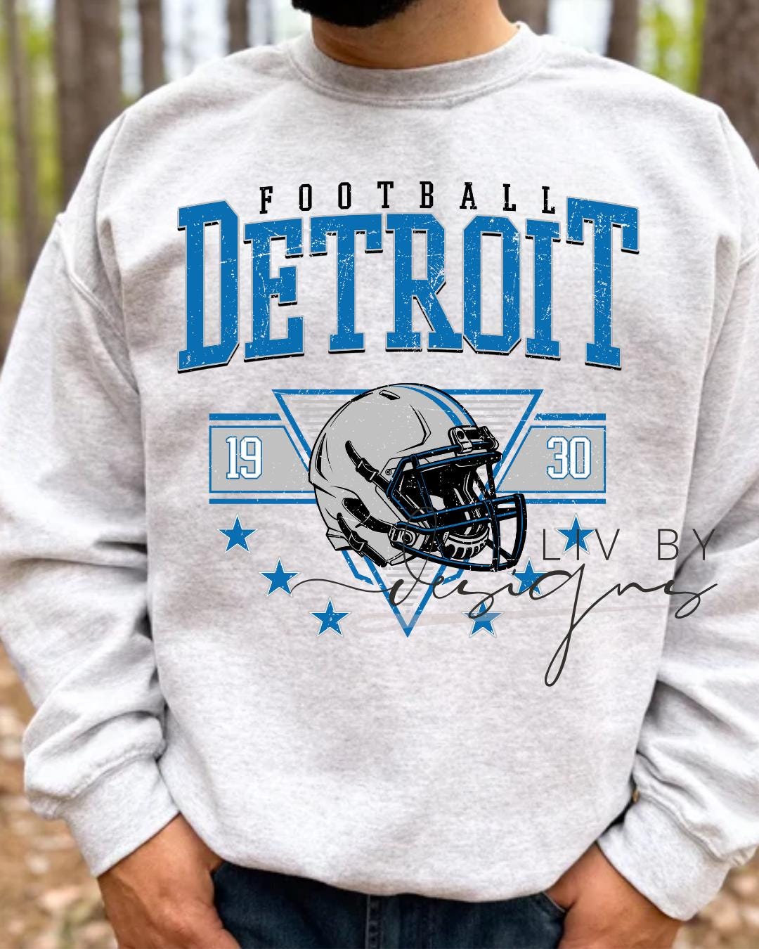 Detroit Football Crewneck | Vintage Helmet Graphic, Fan Apparel (etsy image id: 7157605725)