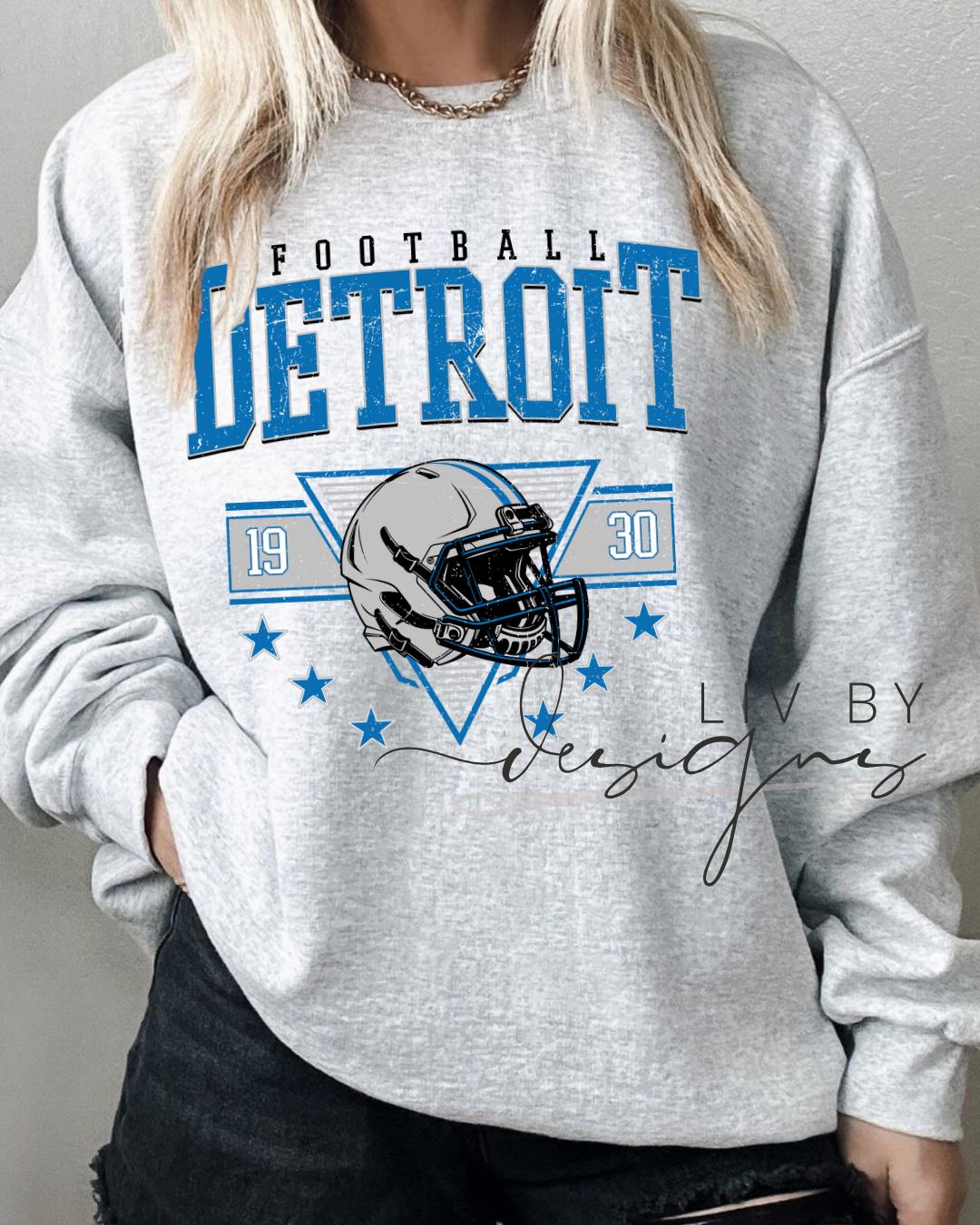 Detroit Football Crewneck | Vintage Helmet Graphic, Fan Apparel (etsy image id: 7157605727)