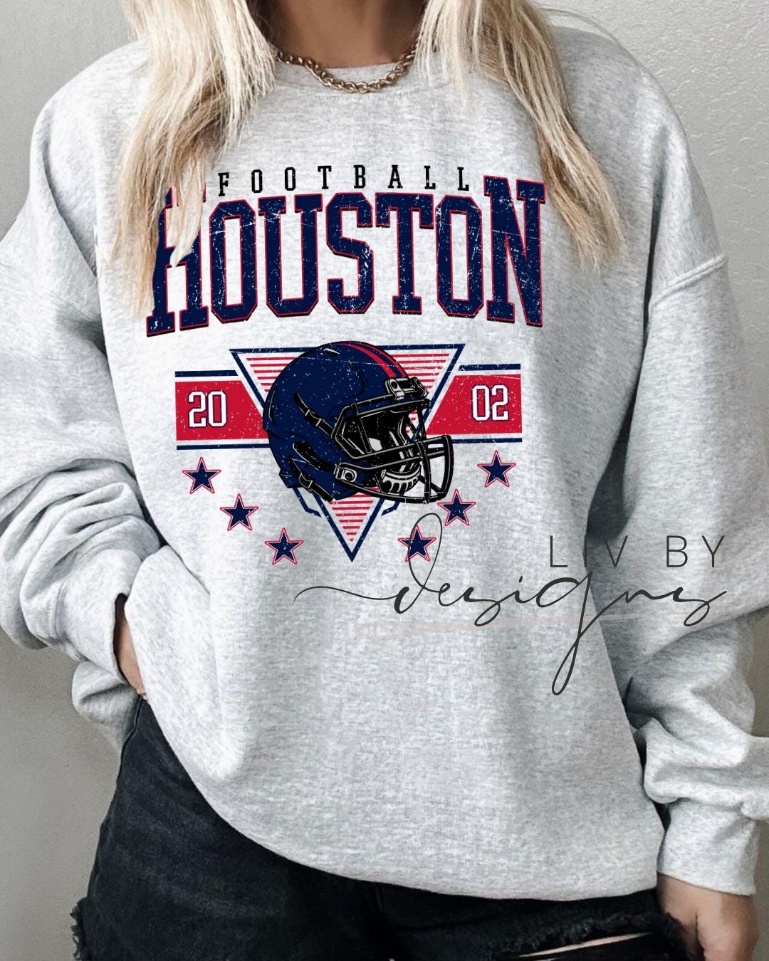 Houston Football Crewneck | Gildan Retro Helmet Sweatshirt (etsy image id: 7157614123)