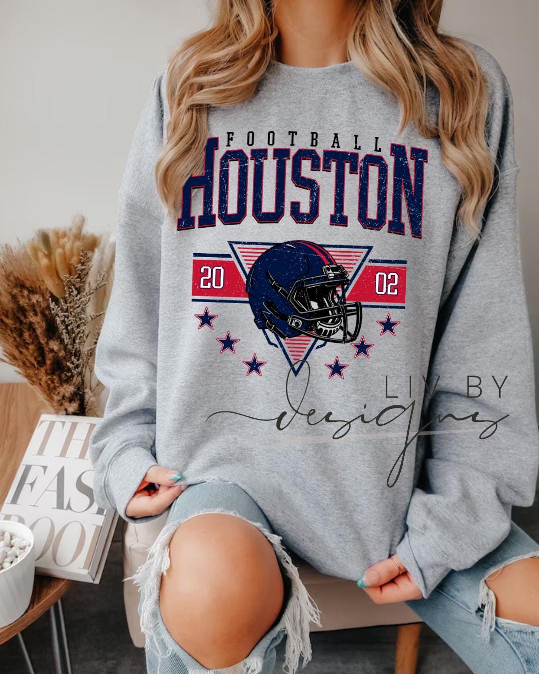 Houston Football Crewneck | Gildan Retro Helmet Sweatshirt (etsy image id: 7157614145)