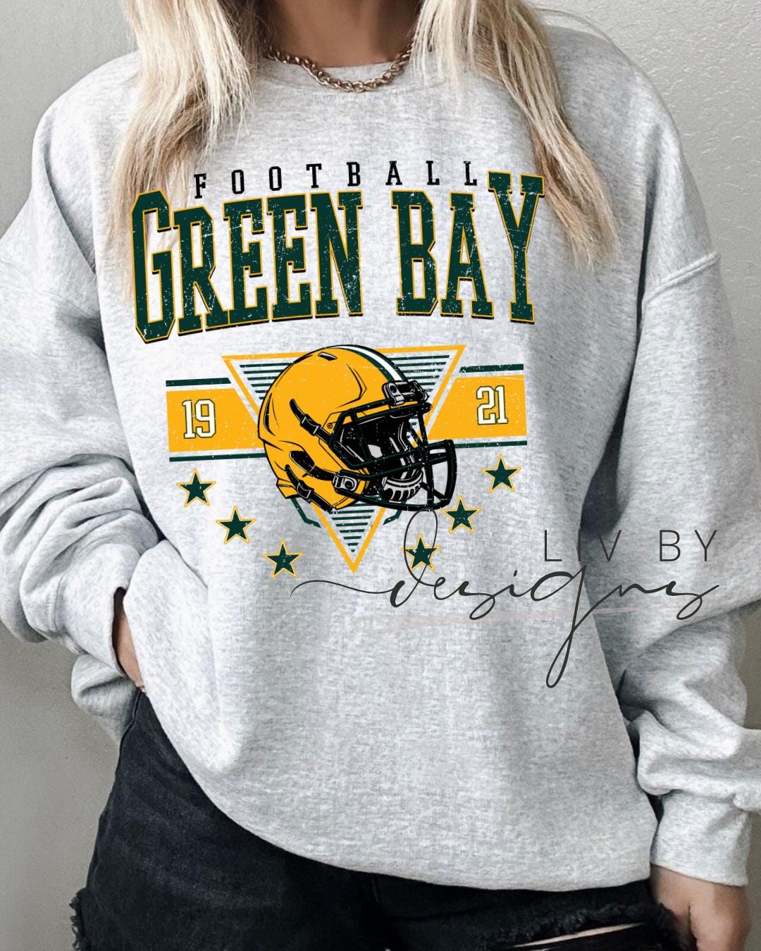 Green Bay Football Helmet Sweatshirt | Gildan Unisex Retro Fan Apparel (etsy image id: 7157616823)