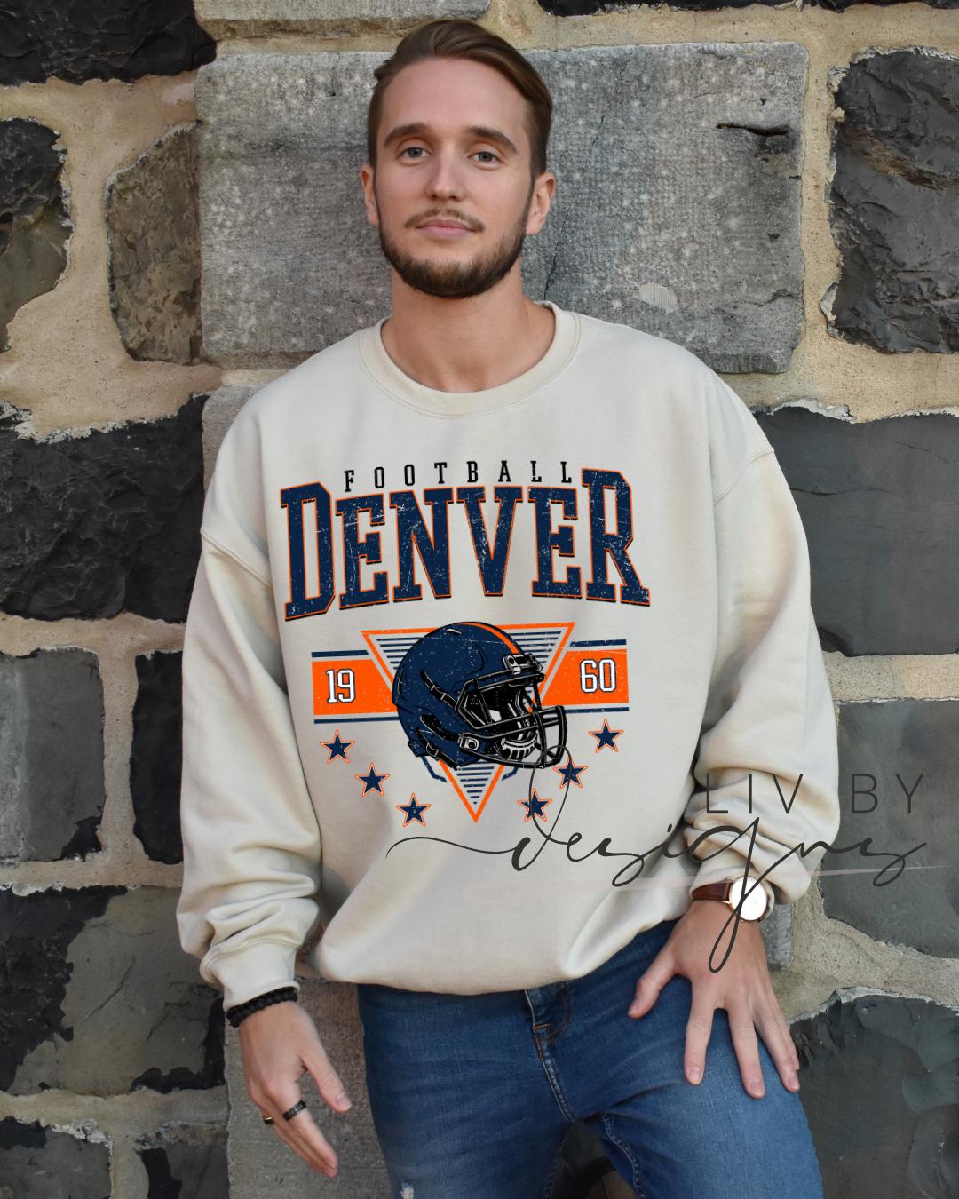 Denver Football Crewneck | Retro Helmet Graphic Sweatshirt (etsy image id: 7157619421)