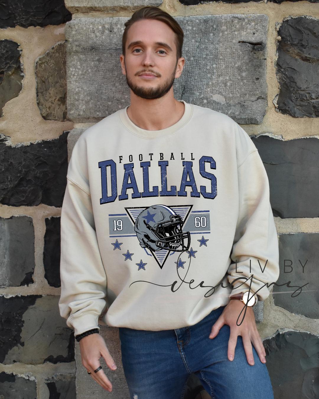 Dallas Football Retro Helmet Sweatshirt | Vintage Fan Apparel (etsy image id: 7157624597)