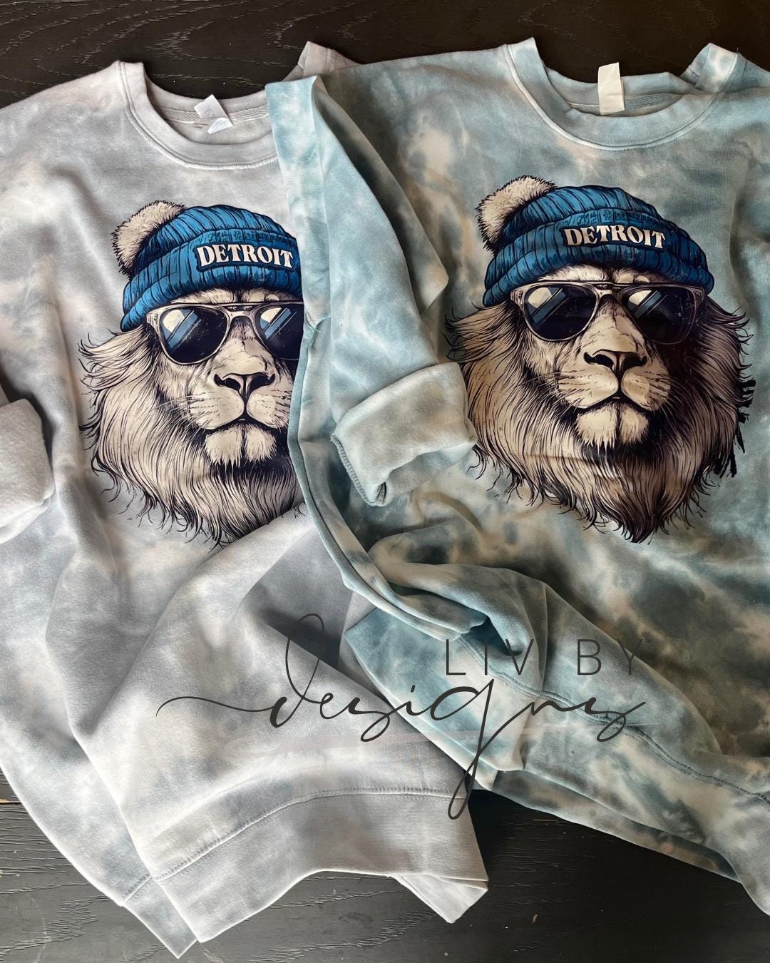 Detroit Spirit Animal Football Graphic Crewneck Sweatshirt | Blue Color Blast Football Apparel (etsy image id: 7215211201)