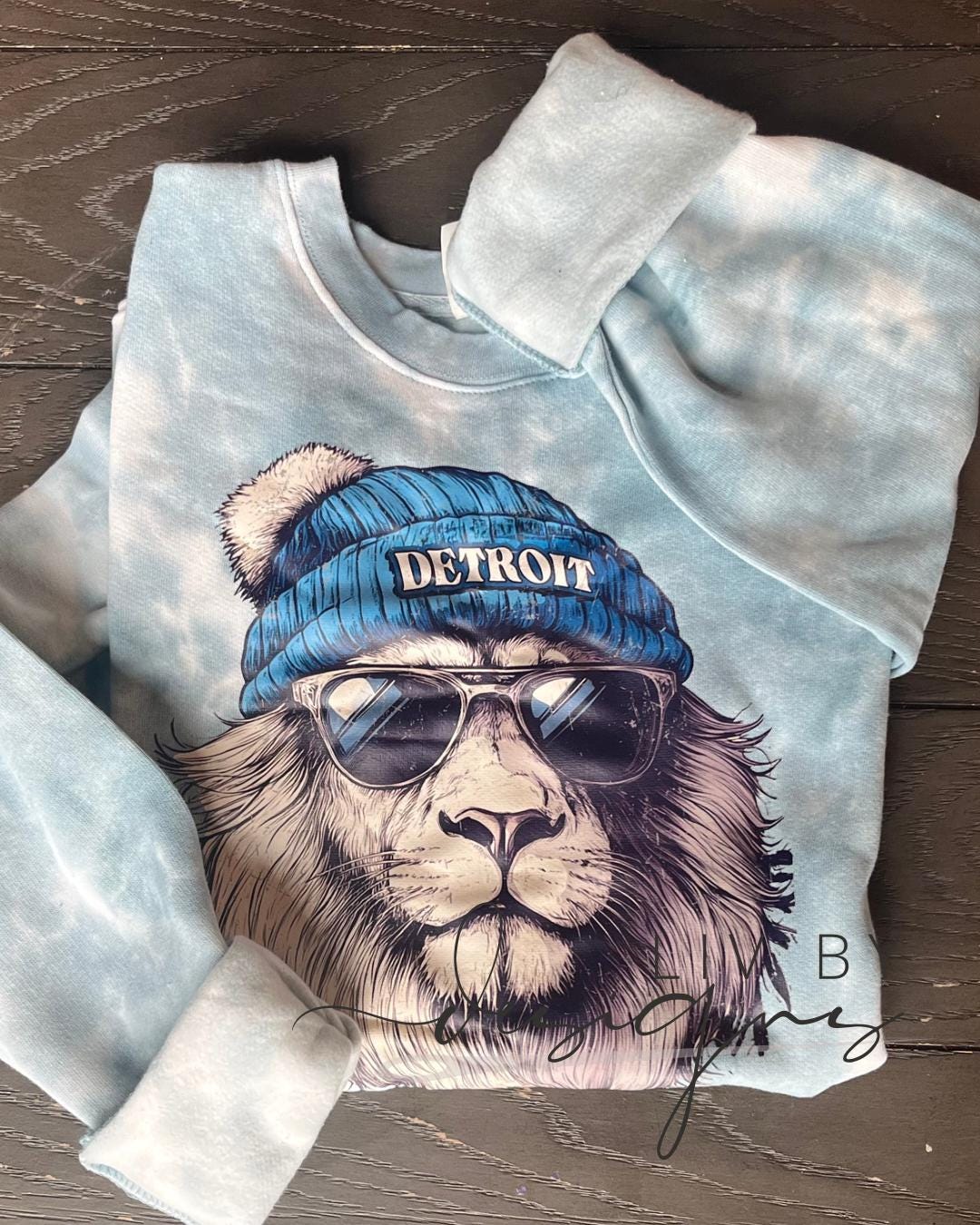 Detroit Spirit Animal Football Graphic Crewneck Sweatshirt | Blue Color Blast Football Apparel (etsy image id: 7215223991)