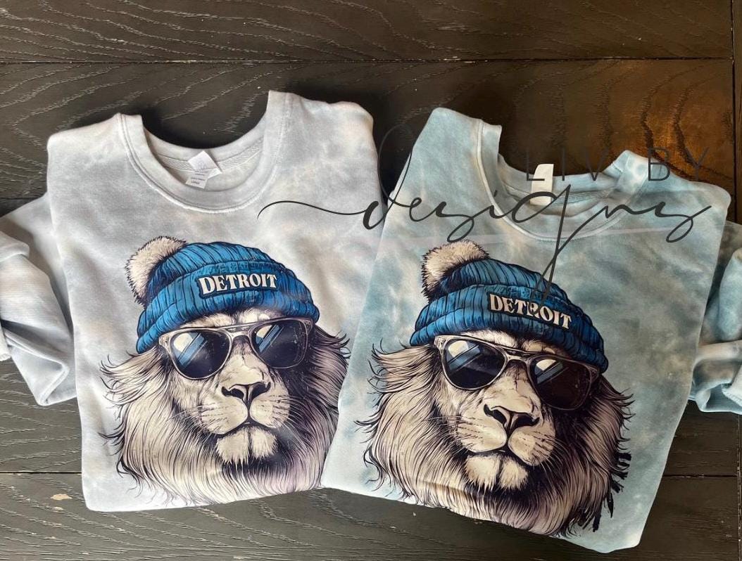 Detroit Spirit Animal Football Graphic Crewneck Sweatshirt | Blue Color Blast Football Apparel (etsy image id: 7215234539)