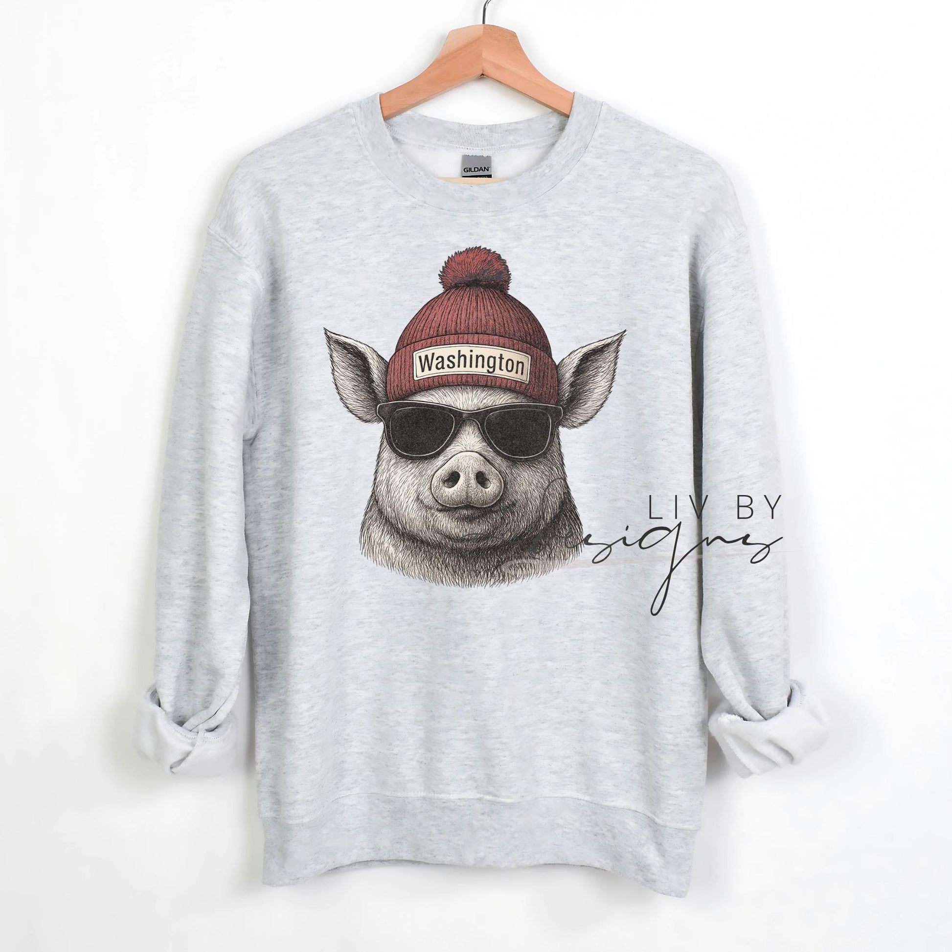 Washington Commanders football pig design sublimated shirt (etsy image id: 7250435605)