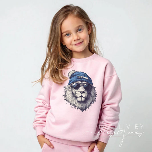 Detroit Crewneck Sweatshirt: Kids Football Spirit Apparel (etsy image id: 7264401344)