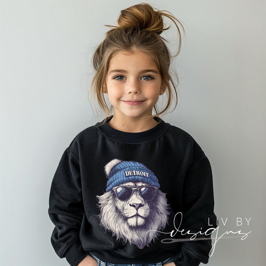 Detroit Crewneck Sweatshirt: Kids Football Spirit Apparel (etsy image id: 7264401398)