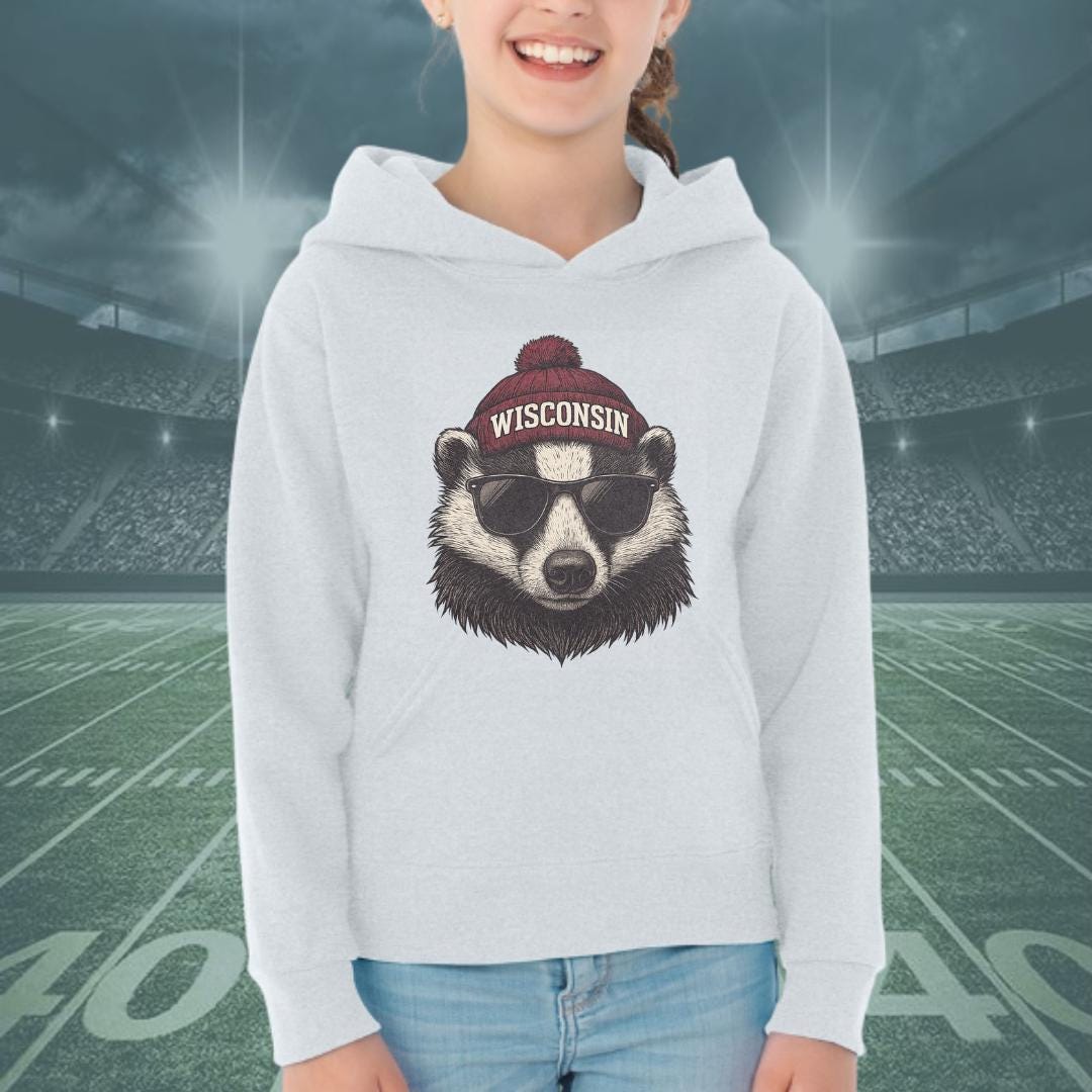 Youth ash crewneck with Wisconsin bear graphic (etsy image id: 7324944938)
