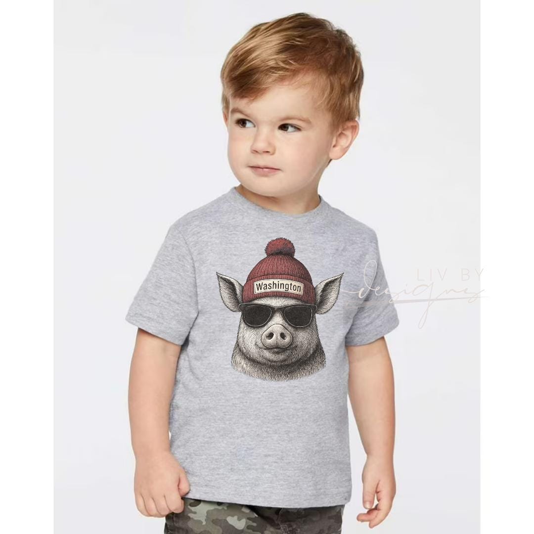 Youth Washington Football Shirt | Pig in Beanie Sublimation Design (etsy image id: 7325083406)