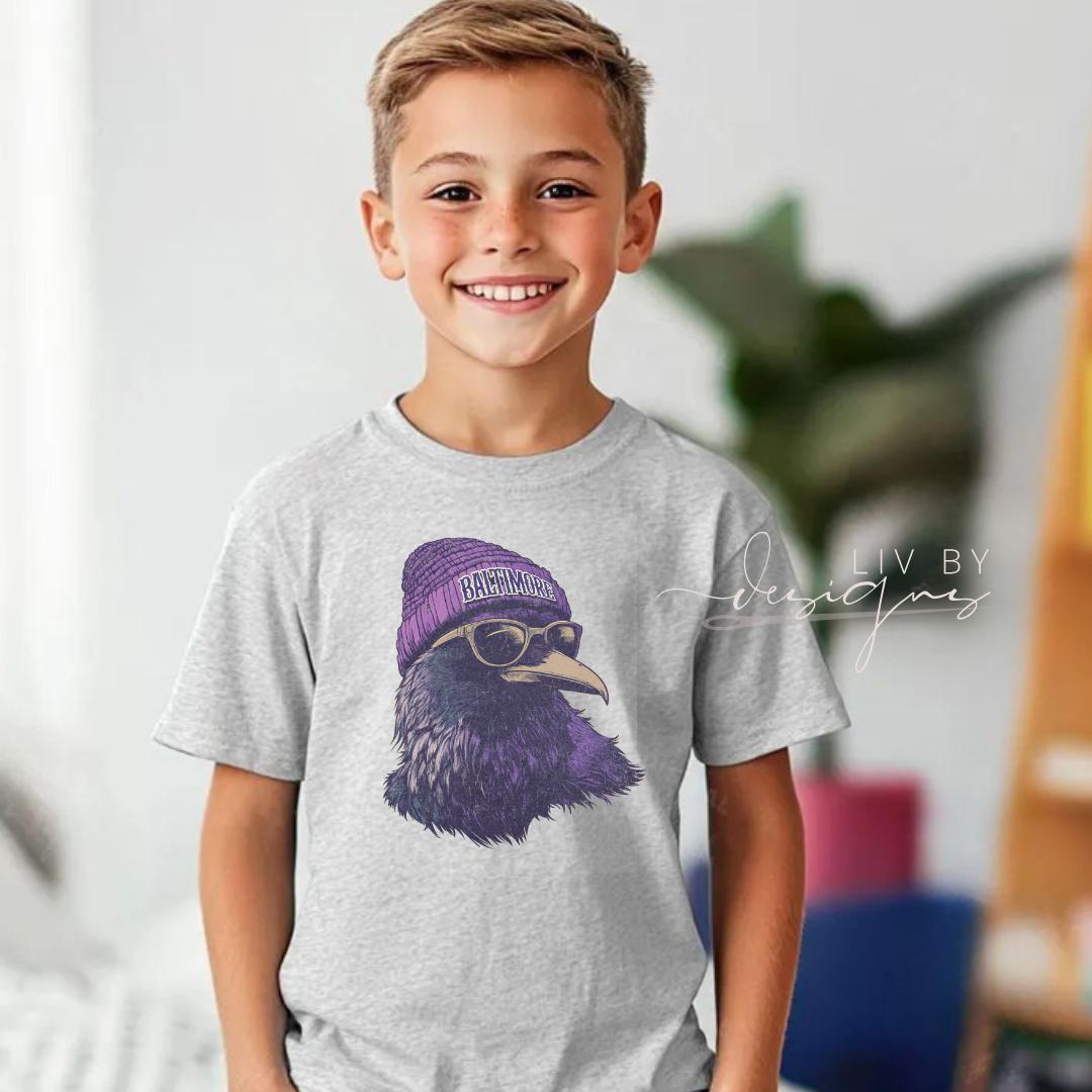 Baltimore Ravens Youth Hoodie, Game Day Apparel, Sublimated Raven Graphic (etsy image id: 7325094176)