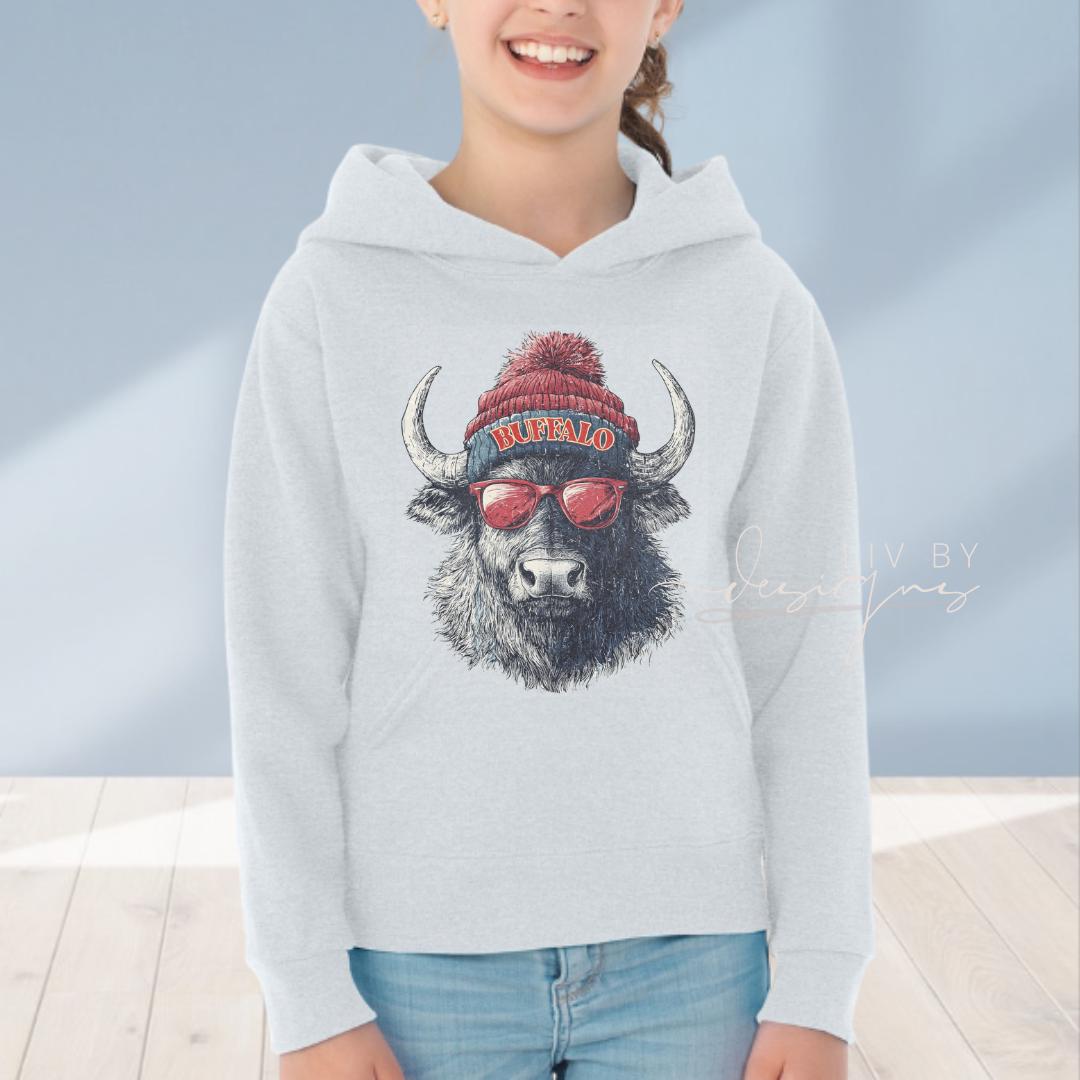 Sublimated buffalo graphic apparel for kids football fans (etsy image id: 7372928231)