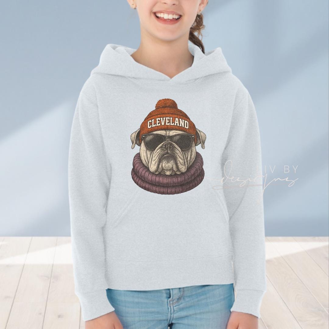 Game day football youth hoodie Cleveland bulldog graphic (etsy image id: 7373009087)