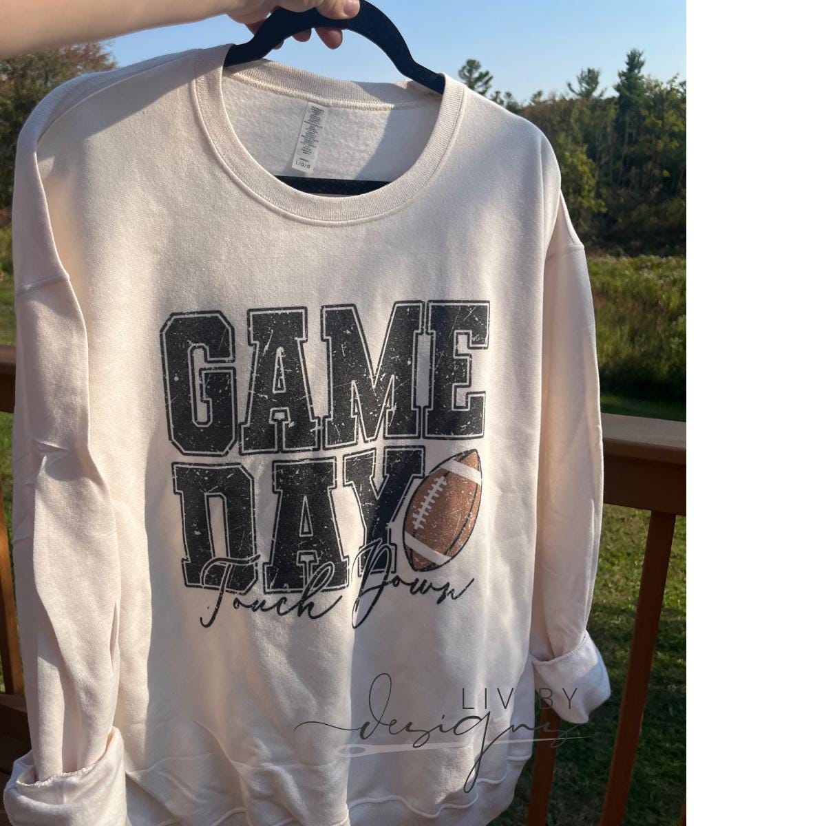 Unisex Game Day sweatshirt with touchdown lettering. (etsy image id: 7383702694)