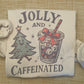 Close-up of holiday sublimation print with Christmas tree and iced coffee cup (etsy image id: 7431655474)