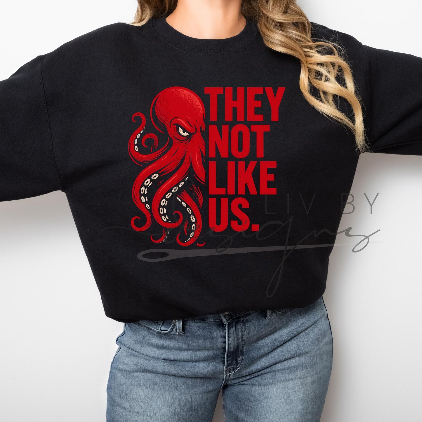 Detroit Hockey Octopus Crewneck | "They Not Like Us" Gildan Sweatshirt (etsy image id: 7431690406)