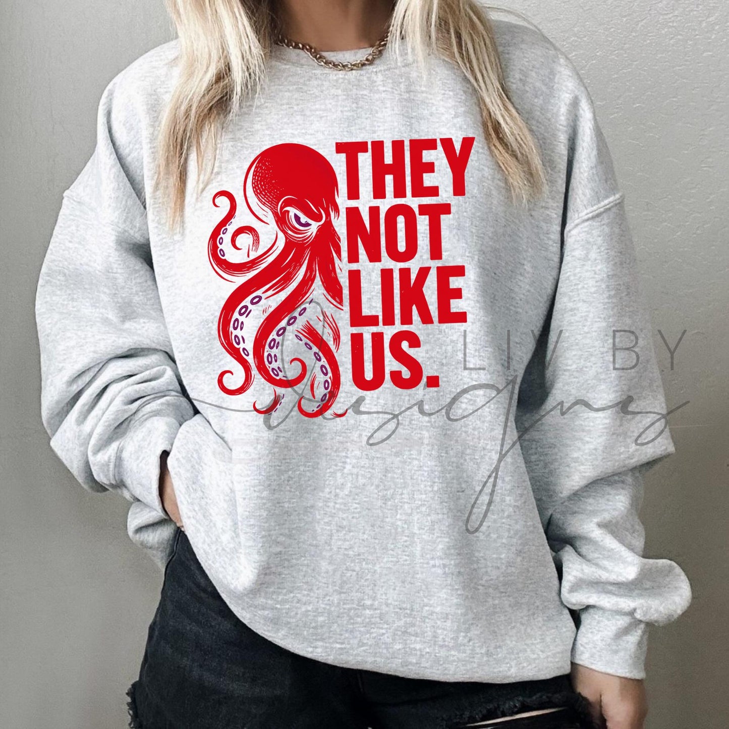 Detroit Hockey Octopus Crewneck | "They Not Like Us" Gildan Sweatshirt (etsy image id: 7431693632)