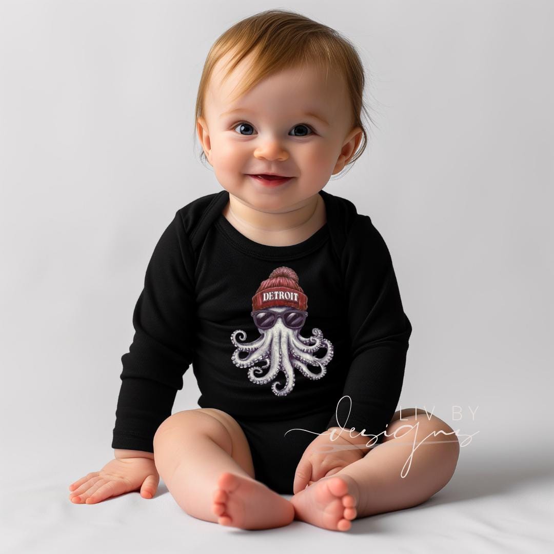 Detroit Hockey Octopus | Infant & Toddler Sports Gear | Hockey Fan Merch | DTF Prints (etsy image id: 7505485139)