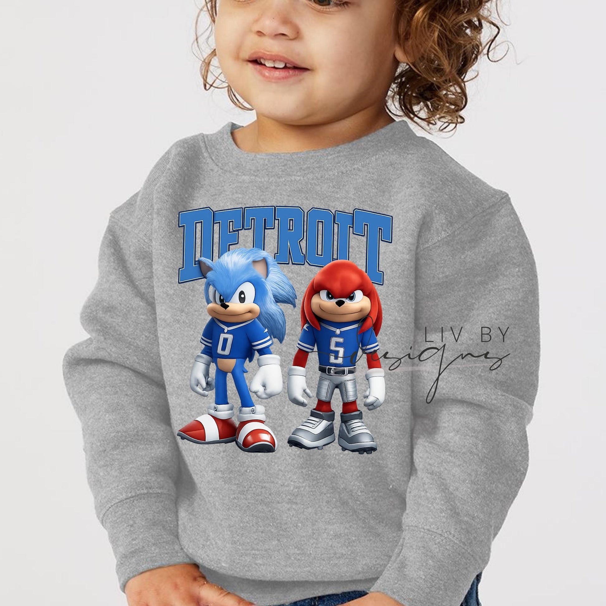 Detroit Football Kids' Crewneck | Sonic and Knuckles Football Apparel (etsy image id: 7519072788)