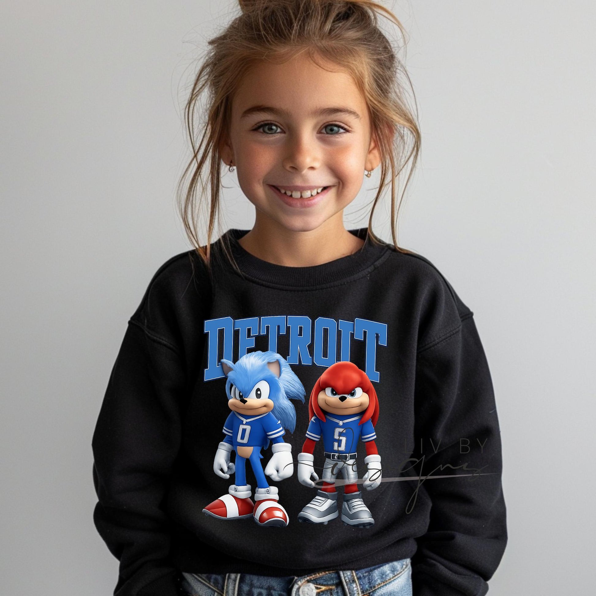Detroit Football Kids' Crewneck | Sonic and Knuckles Football Apparel (etsy image id: 7519072796)