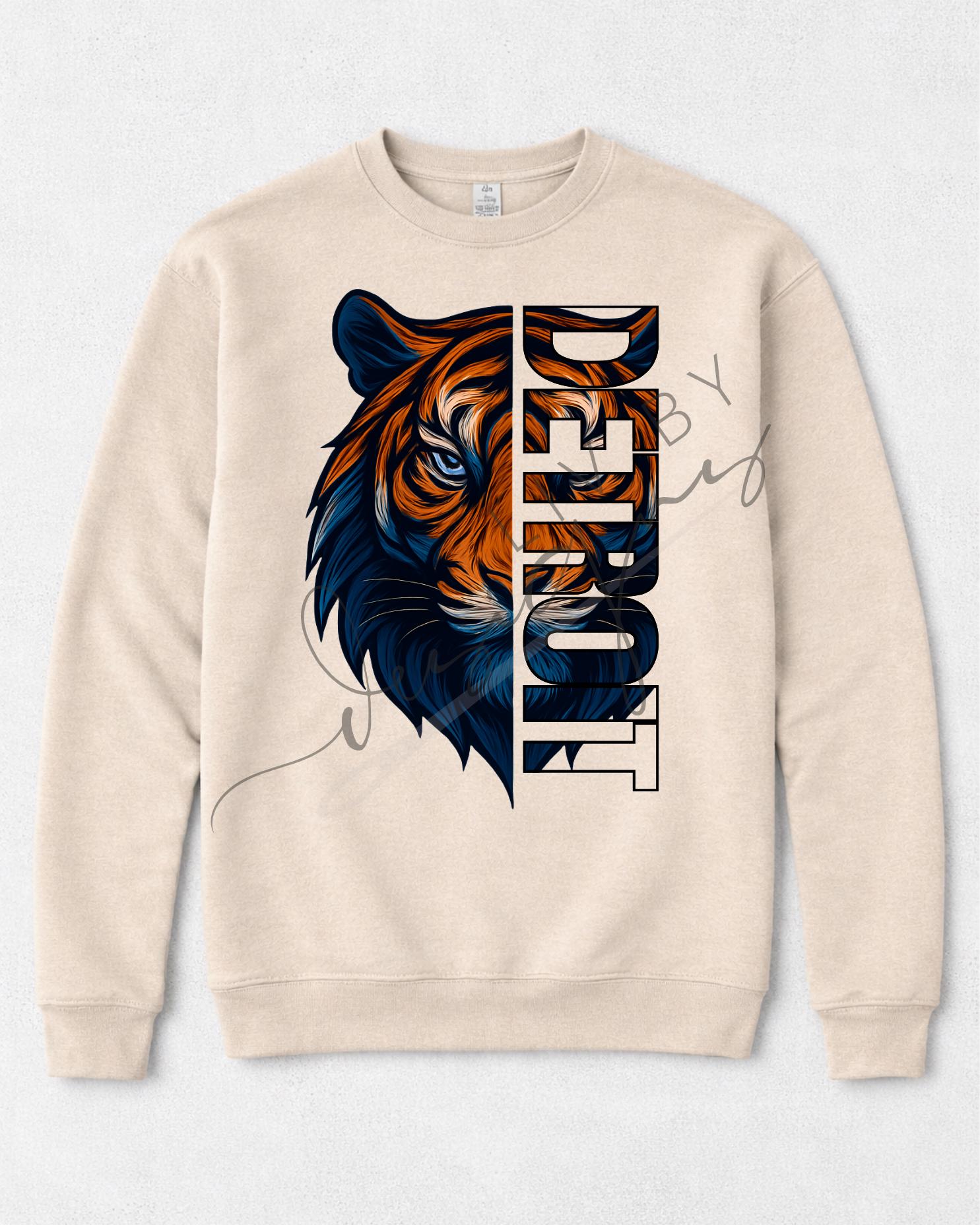 Tiger Baseball Crewneck Sweatshirt | Bella + Canvas Unisex Fleece | Detroit Football Fan Apparel | Tiger Graphic Pullover (etsy image id: 7547939726)
