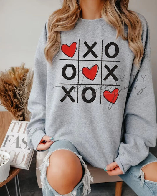 XO Heart Crewneck | Tic Tac Toe Valentine Shirt | Love Sweatshirt | Cozy Gildan Crewneck | Valentine's Day Sweatshirt
