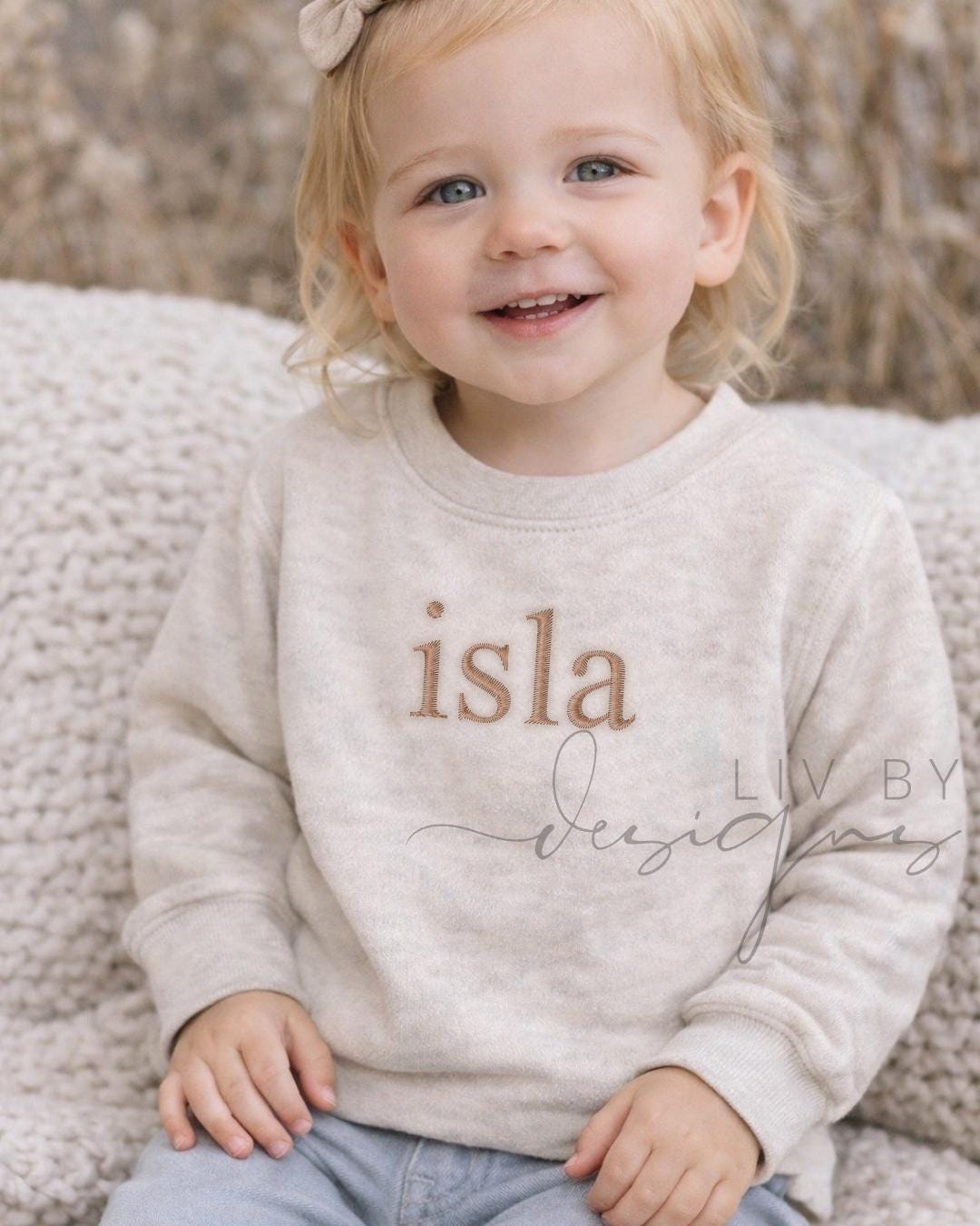 Personalized embroidered Toddler Crewneck | Embroidered Name Sweatshirt | Custom Kids Pullover | Rabbit Skins Crewneck | Custom Baby Gift (etsy image id: 7582279032)