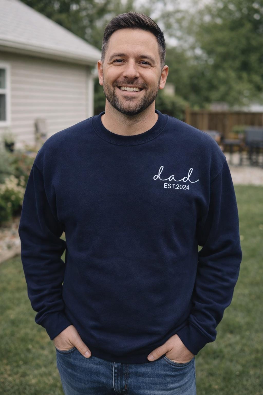 Custom Embroidered Mama & Dad Sweatshirt, Personalized Matching Crewnecks With Names On Sleeve, Baby Shower Gift, New Parents Gift (etsy image id: 7582854888)