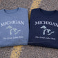Michigan Embroidered Crewneck Sweatshirt | Lakes State Pride (etsy image id: 7589292438)