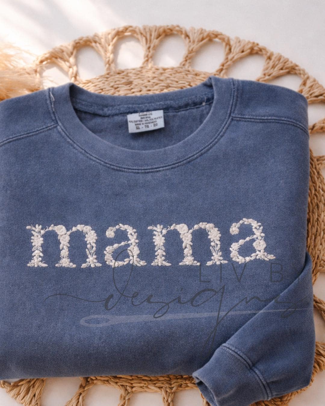 Embroidered Floral Mama Crewneck – Comfort Colors Garment-Dyed Pullover (etsy image id: 7594795214)