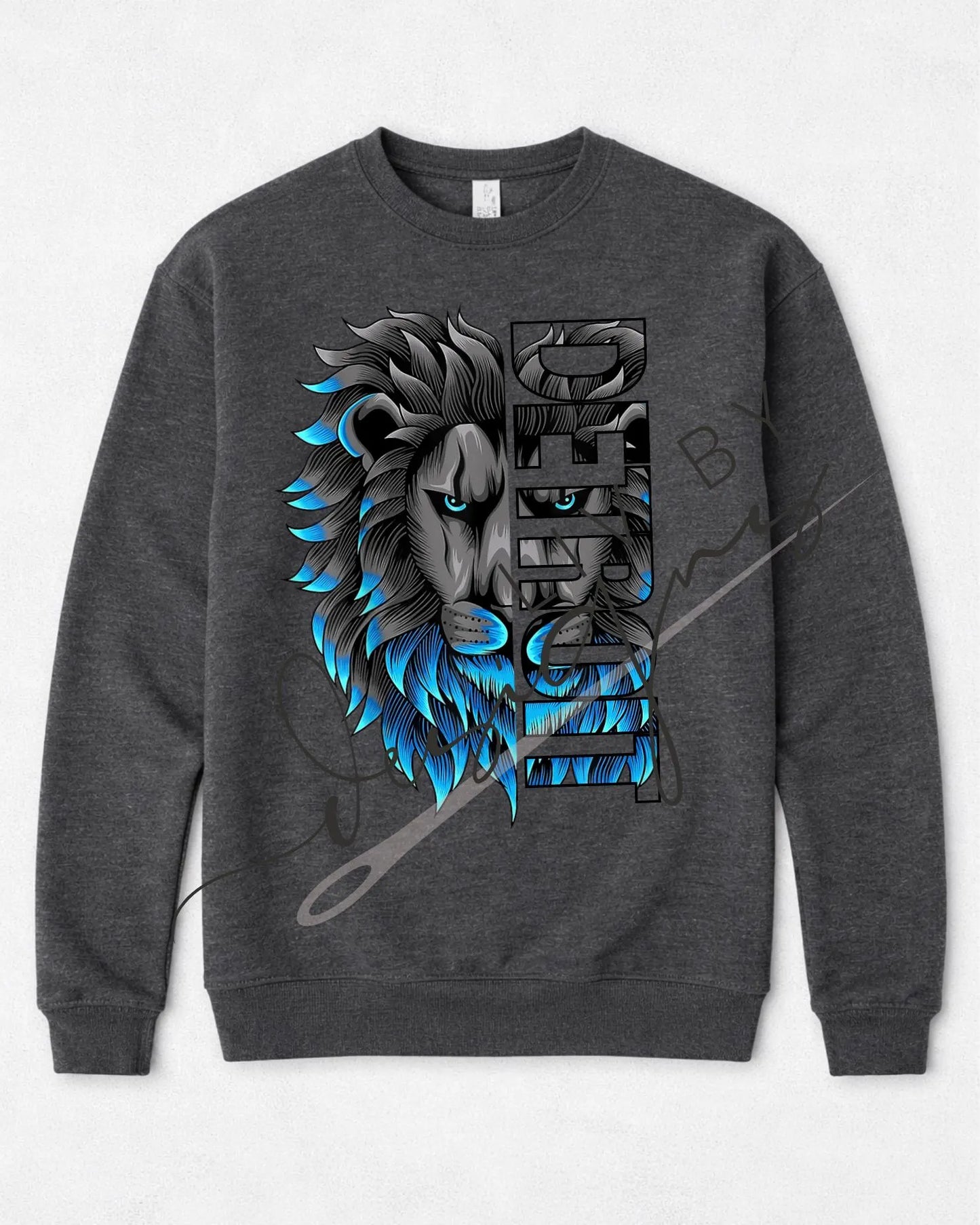 Detroit Lion Crewneck Sweatshirt | Bella + Canvas Unisex Fleece | Detroit Football Fan Apparel | Blue Lion Graphic Pullover