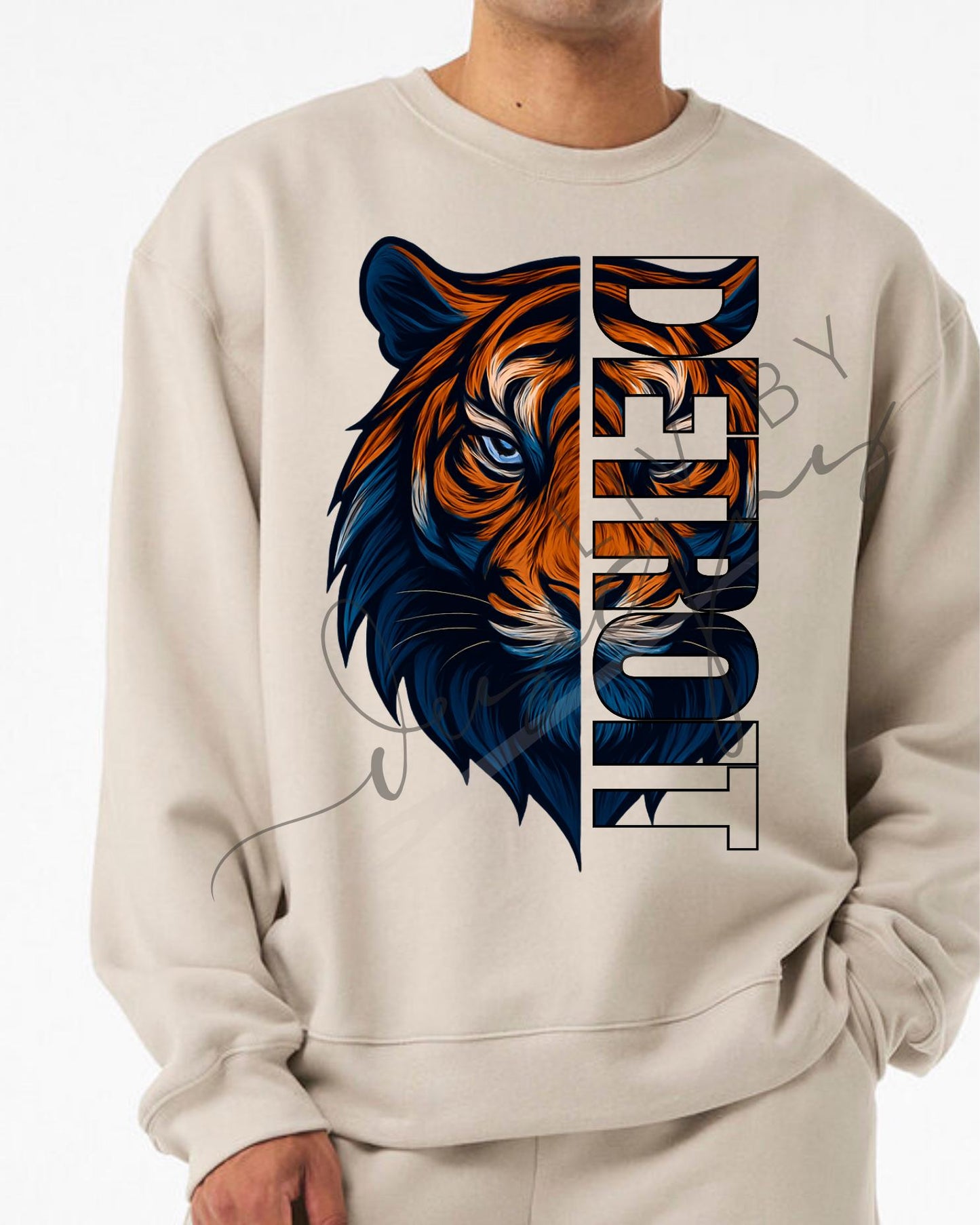 Detroit Tiger Crewneck Sweatshirt | Bella + Canvas Unisex Fleece | Detroit Football Fan Apparel | Tiger Graphic Pullover