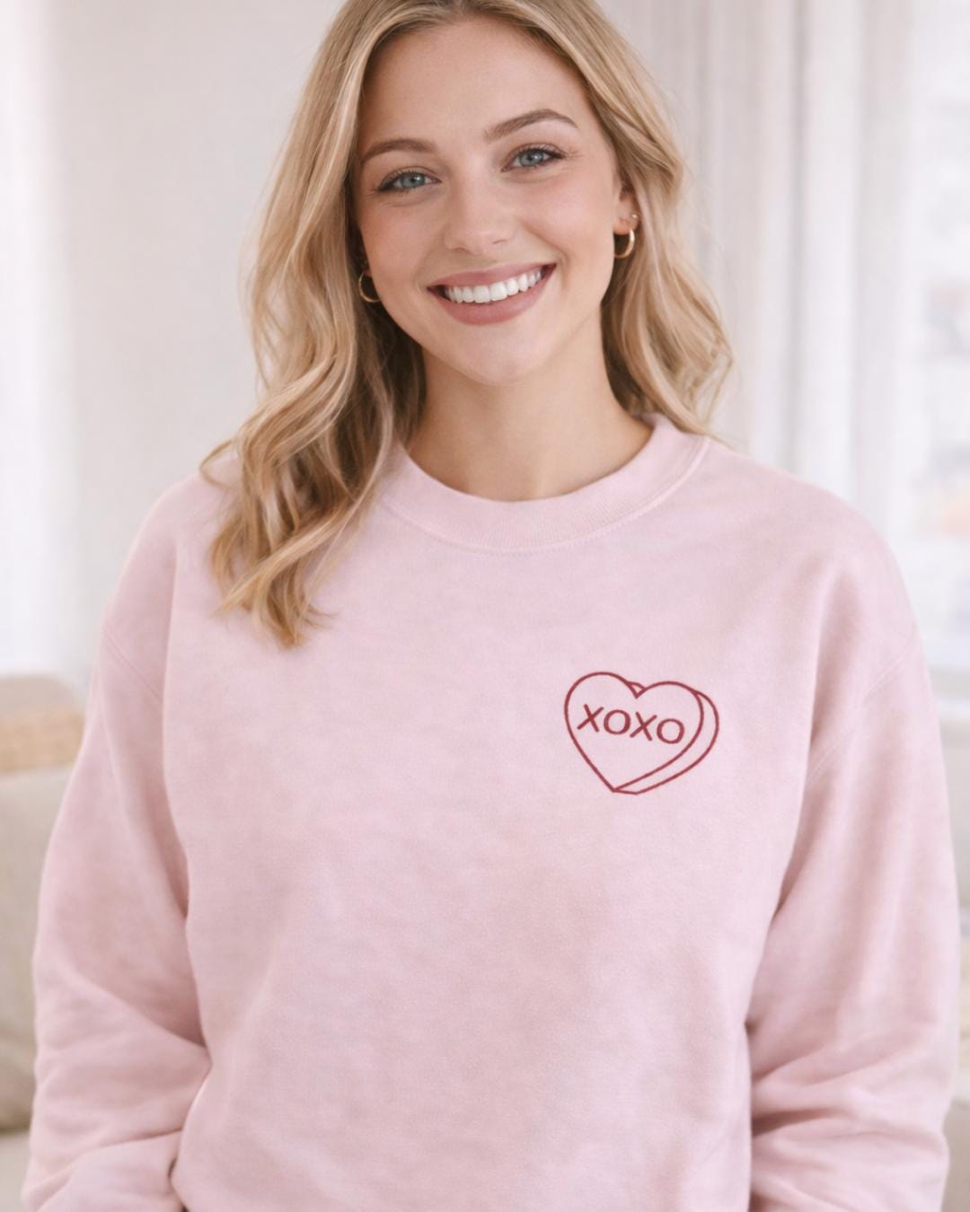 Embroidered XOXO Heart Crewneck Sweatshirt | Custom Heart Sweatshirt | Gildan Crewneck | Valentine Embroidered Sweatshirt (etsy image id: 7595935336)