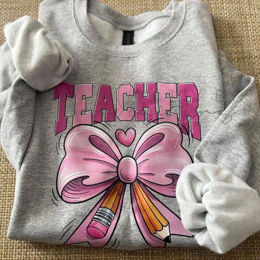 Teacher Bow Crewneck | Teacher Gift Sweatshirt | Back to School Outfit | Gildan Heavy Blend Crew | Valentine's Day Love