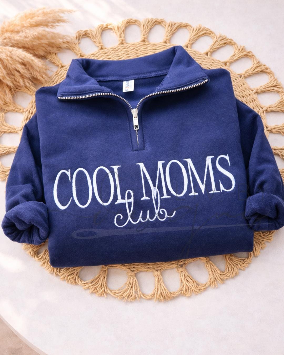 Moms Club Embroidered Quarter Zip Sweatshirt | Cozy Fleece Pullover (etsy image id: 7605293102)