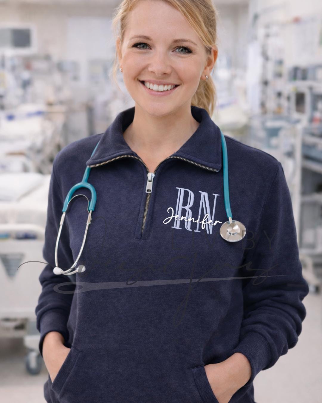 Personalized Nurse Quarter Zip Sweatshirt | Custom Embroidery for Nursing Graduation | Gift for RN Graduate (etsy image id: 7606173724)