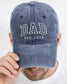 Detailed image of embroidered DAD Est date adjustable Adams Ball Cap for dads of any age (etsy image id: 7613545970)