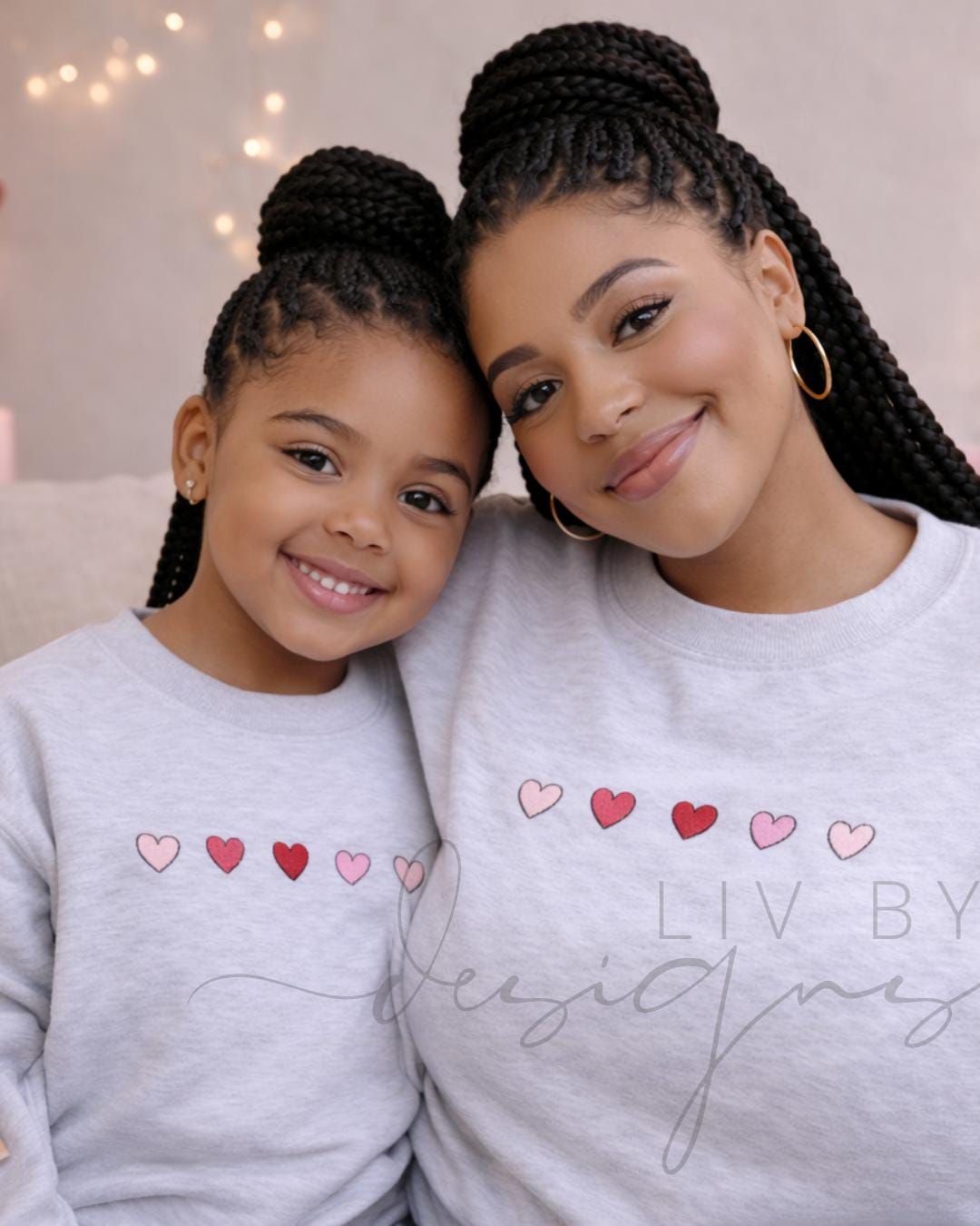 Mama and Mini Matching Valentine's Sweatshirts, Embroidered Mama Crewneck, Heartfelt Outfits, Enza Boxy Crewneck, Matching Family Sweatshirt (etsy image id: 7616819470)