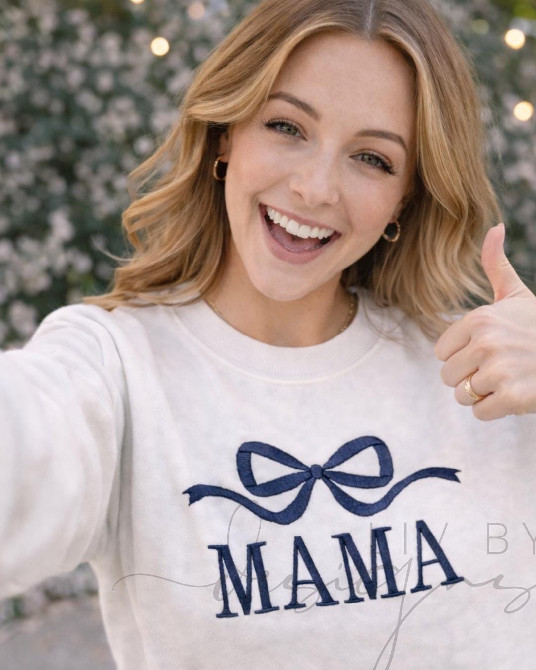 Personalized Embroidered Crew | Personalized Gift for her - Bow  | Lightweight Custom name and bow Pullover (etsy image id: 7618840736)