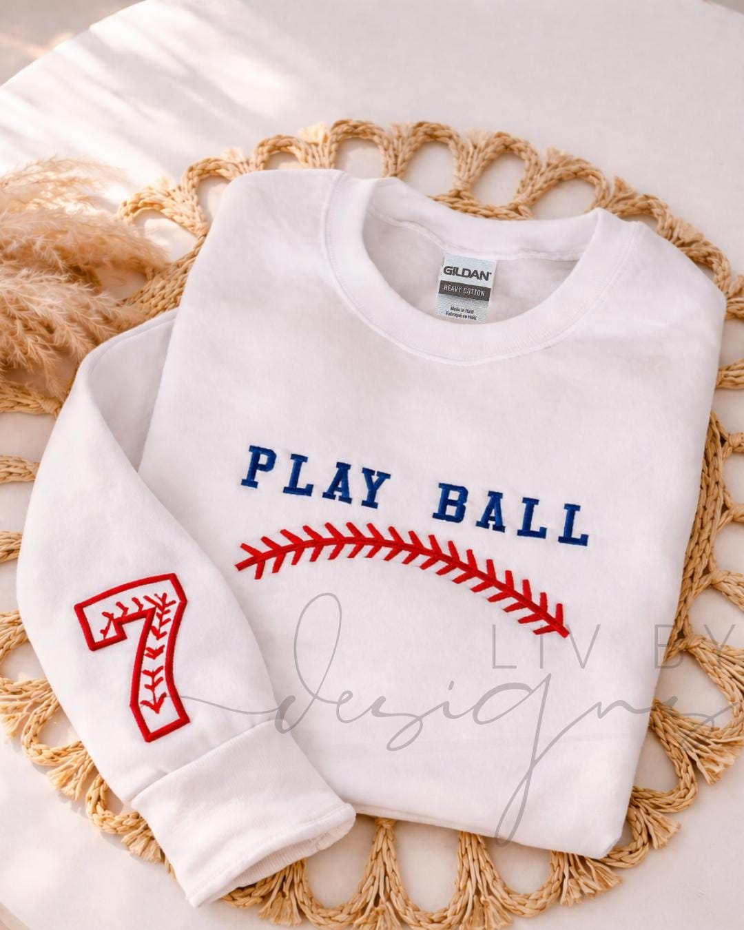 Embroidered Baseball Mama Sweatshirt, High School Baseball Mom Crewneck, Bella Canvas personalized number, Sports Mom Spirit Crew (etsy image id: 7619008450)