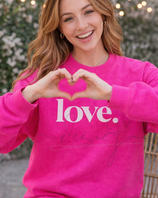 LOVE Crewneck | Pink Valentine Sweatshirt | Love Heart Shirt | Gildan Heavy Blend Crew | Valentines Day Sweatshirt (etsy image id: 7619046506)