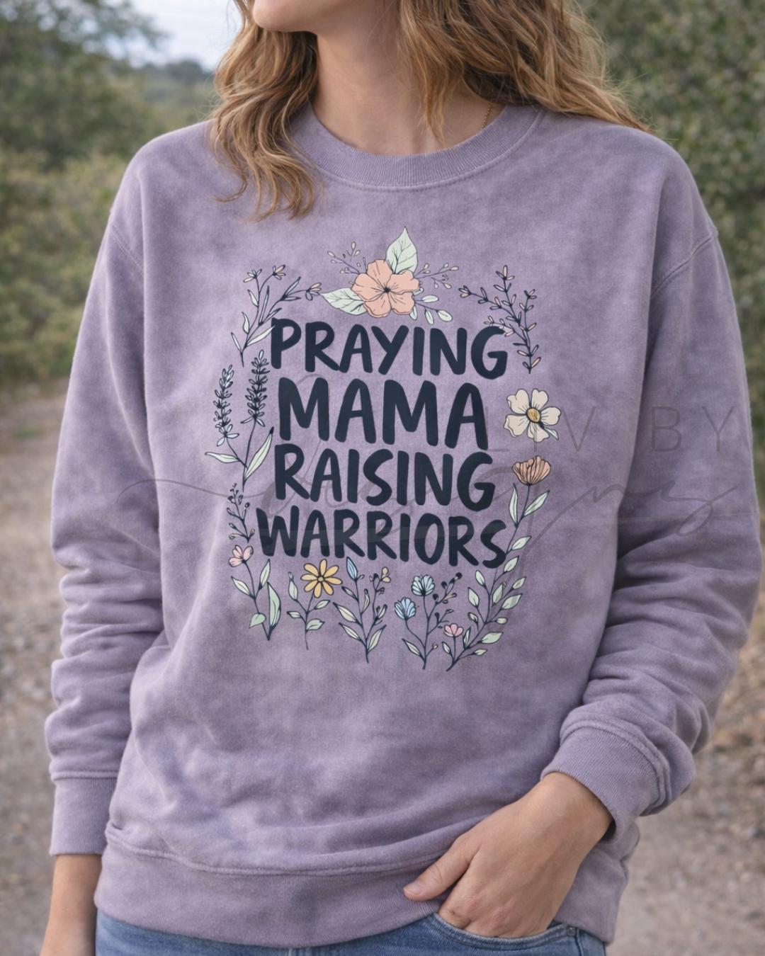 Praying Mama Sweatshirt | Christian Mom Crewneck | Raising Warriors Faith Shirt | Gildan Christian Sweatshirt | Mom Faith Apparel (etsy image id: 7619156520)