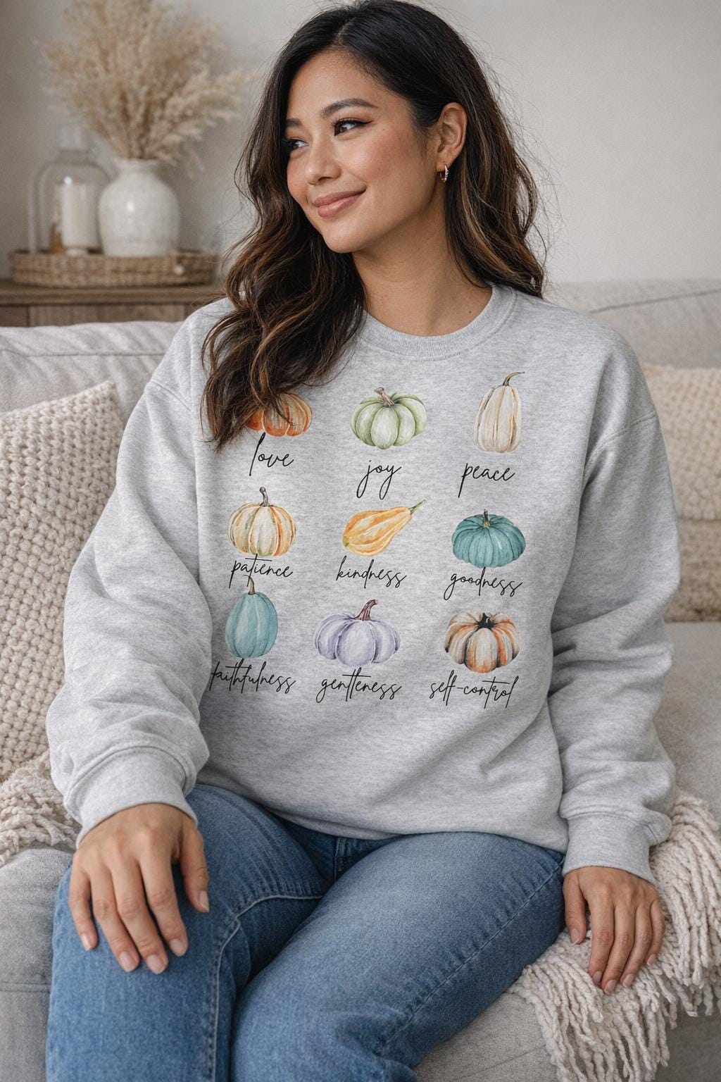 Fruits of the Spirit Sweatshirt | Watercolor Pumpkin Christian Sweater (etsy image id: 7619626952)
